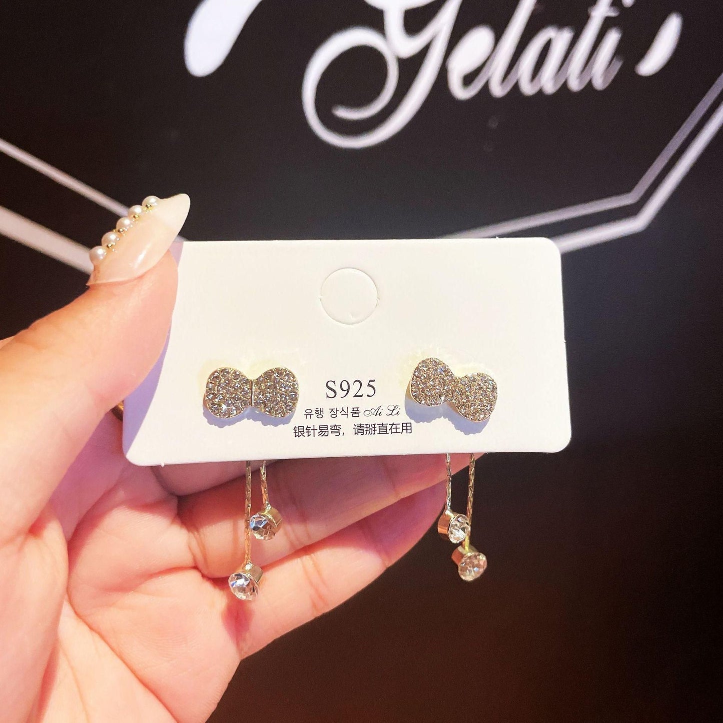 A two-wear earrings new trendy bowknot tassel fashion sweet earrings women Alloy Drops & Danglers